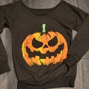 Halloween scary jack o lantern black small shirt